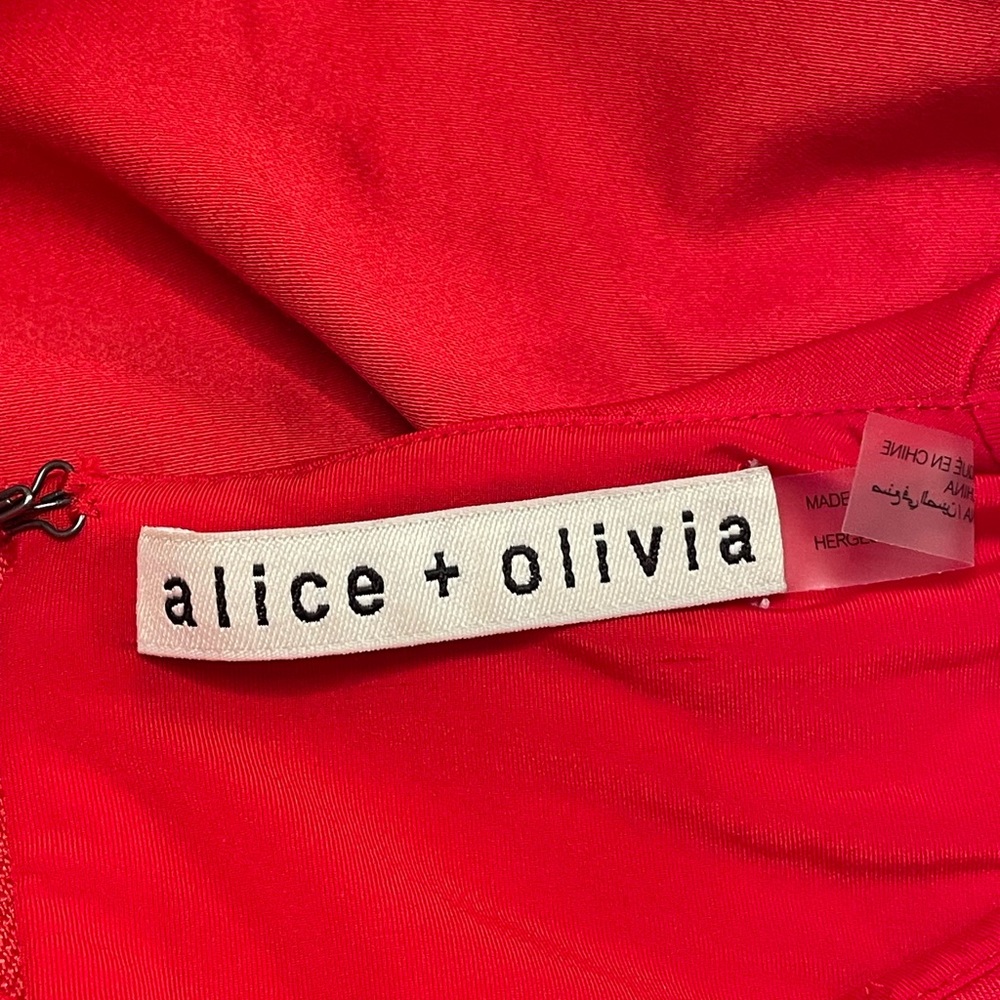 Alice + Olivia Adley Drop Waist Midi Dress Red - Picture 9 of 9